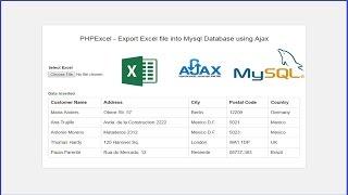 PHPExcel - Export Excel file into Mysql Database using Ajax