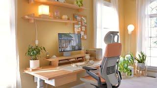 My 2024 Cozy Desk Setup | Standing Desk, Ergonomic Chair, 5K Monitor, Desk Accessories, Zen & Earthy