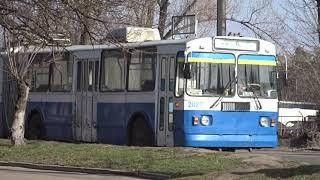 ZIU 10 trolleybus pulls into the trolleybus park. Cherkasy Ukraine KP Cherkasy Electrotrnas