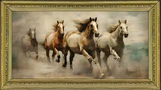 Wild Horses Running Free, Oil Painting | Framed Art TV Screensaver