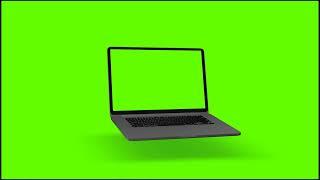 4k Video Laptop Notebook Turning On With Green Screen On A Green Background