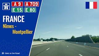 Driving in France: Autoroute A9 E15 E80 & A709 from Nîmes to Montpellier