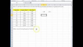 00152 - How To Use The POWER Function To Calculate The Square And Cube Roots Using Microsoft Excel