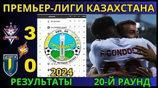 Таблица Премьер-лиги Казахстана 2024 - 20-й раунд - Расписание и результаты