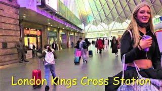 London Kings Cross Station, London Walk. 4K