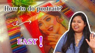 Bride oil pastel drawing | How to make portrait easy step for beginners  #oilpasteldrawings #art