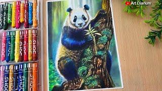 How to Draw a Cute Panda with Oil Pastels | Step-by-Step Tutorial