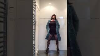 Crossdresser Jacqui Hot In A Mini Dress and Coat.