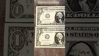 2 Same Sheet *Star Notes Near Sequential Ink Error Notes Dollar Bill Money Currency One Fed Reserve