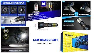 Nikavi NO2H LED Headlights AC/DC Bulbs for Motorcycle - Low and High Beam Bulbs,(White)