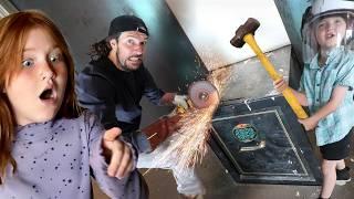 OPENiNG a MYSTERY SAFE!!  Adley Niko & Navey help me break open an abandoned old Skatestation vault