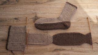 Мужские носки на двух спицах  Men’s Socks Two Needle Knitting Pattern