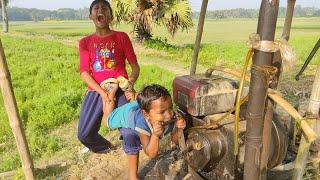 How To Start Water Pump!!  Old Borwall Machine Startup By Village Boys.