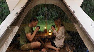 CAMPING in the RAIN [ Cosy Vibes, Relaxing sounds, Our dogs birthday, ASMR ]