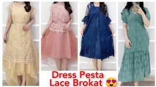 MODEL DRESS LACE  BROKAT KOMBINASI, DRESS PESTA, DRESS KONDANGAN