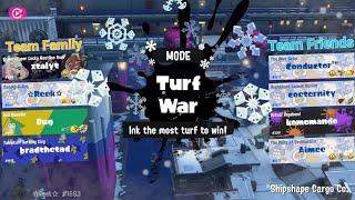 Splatoon 3 - FrostyFest - Open Battle - Shipshape Carge Co. - Team Family vs Team Friends - Gameplay