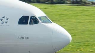 AIRBUS A330-200 PILOT WAVE & SHORT TAKEOFF At Madeira Airport