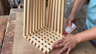 Handcrafted Night Light from Wood - Simple Modern Aesthetic Wooden Lamp Design Ideas