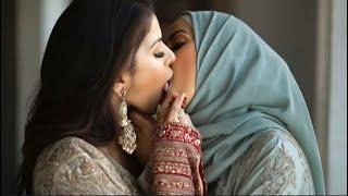 Muslim woman Tongue Kissing Indian girlfriend | Lesbian love kiss