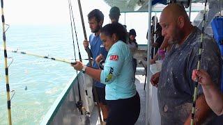 Catching Giants Fishing on WILD $35 Galveston Party Boat