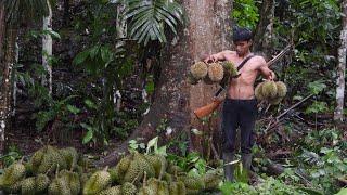 Berburu & campingsaat pencarian buah durian hutan tua khas sumatera di musim hujan