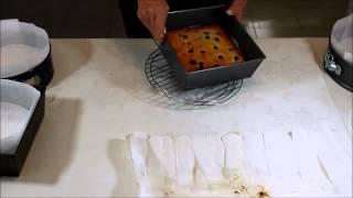 Doris May removing non-stick square cake tin liner