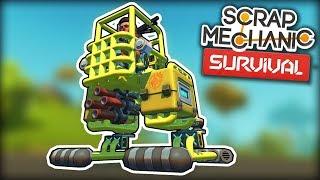 Piston Powered Walking Mech Destroys Farmbots! (Scrap Mechanic Survival Ep.21)