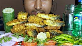ASMR : FISH FRY WITH GREEN CHILLI || SALAD || SPRITE || Hungry gadwali