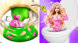 Doll is ruined in toilet!! ‍️ From ugly broke to beautiful rich Barbie extreme makeover