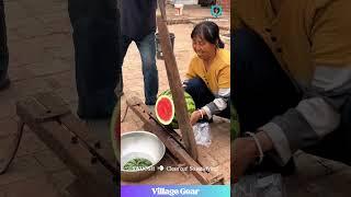 Watermelon GUILLOTINE?!  This Fruit Cutting is Next Level! #funnygadgets #kitchenfun #satisfyingaf