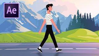 2D Character Walk Cycle After Effects Tutorial | No Plugins Needed