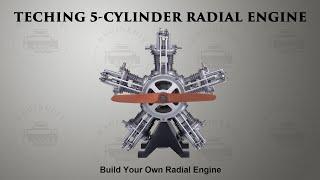 TECHING 5-Cylinder Radial Engine Model Kit that Works