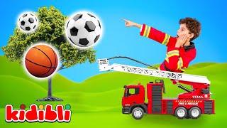 Firefighter Kids rescue balls stuck in the tree  | Educational Video for Kids | Kidibli