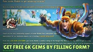 Lords Mobile - Give ratings in app Store for 6k gems