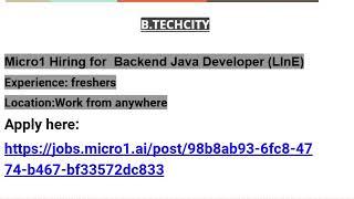 Micro1 Hiring for  Backend Java Developer (LInE)