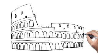 how to draw colosseum drawing easy for kids Step by Step Tutorial | Colosseum easy drawing for kids