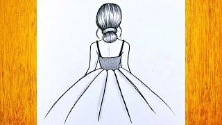 Muy facil de dibujar/ Como dibujar una chica con vestido/ Tutoriales de dibujo a lapiz paso a paso