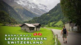 Solo bushcraft in the Switzerland alps “Lauterbrunnen” coffee,river,trekking,discover