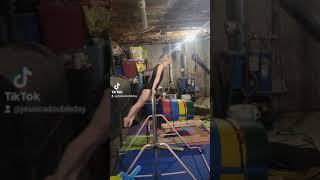 gymnastics girl trying something new