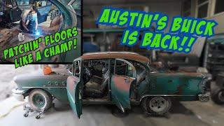 Austin's back fixing rust on his 1955 Buick!