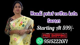 Hand Paint Cotton Kota Sarees With Best Prices 200Likes Giveaway Alert ll Sree Nava Media ll