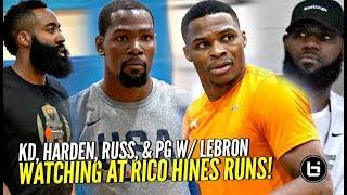 Kevin Durant, Russell Westbrook, James Harden & PG w/ LeBron Watching at Rico Hines Private Runs!!