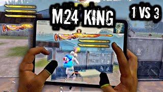 KING OF M24 - 1 VS 3 CHALLENGE WITH EMULATOR PLAYERS | IPAD PRO PUBG 6-FINGERS CLAW HANDCAM GAMEPLAY