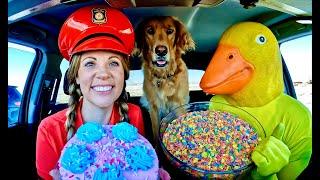 Police and Rubber Ducky Surprise Puppy With Car Ride Chase!