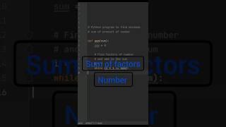 ⁉️Python program for find minimum sum of factors of number #shorts #python #shortvideo #viral