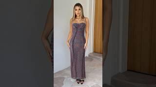 Shiny Multicolor Striped Maxi Bodycon Dress #fashion #outstyle #clothing #newarrivals #fashionstyle