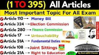 Important articles of indian constitution Tricks | Articles 1 To 395 MCQ | Polity Articles SSC CGL