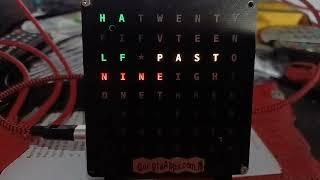 GurgleApps Word Clock programmed using MicroBlocks