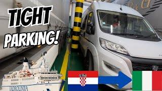 Camper Van FERRY Adventure From CROATA To Italy. (TIGHTLY PARKED!!)