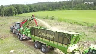 KRONE GX General-purpose wagon in use with wood chips